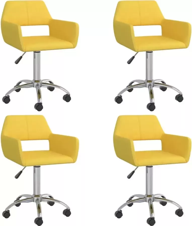 ForYou Prolenta Premium Eetkamerstoelen draaibaar 4 st stof geel - Foto 3