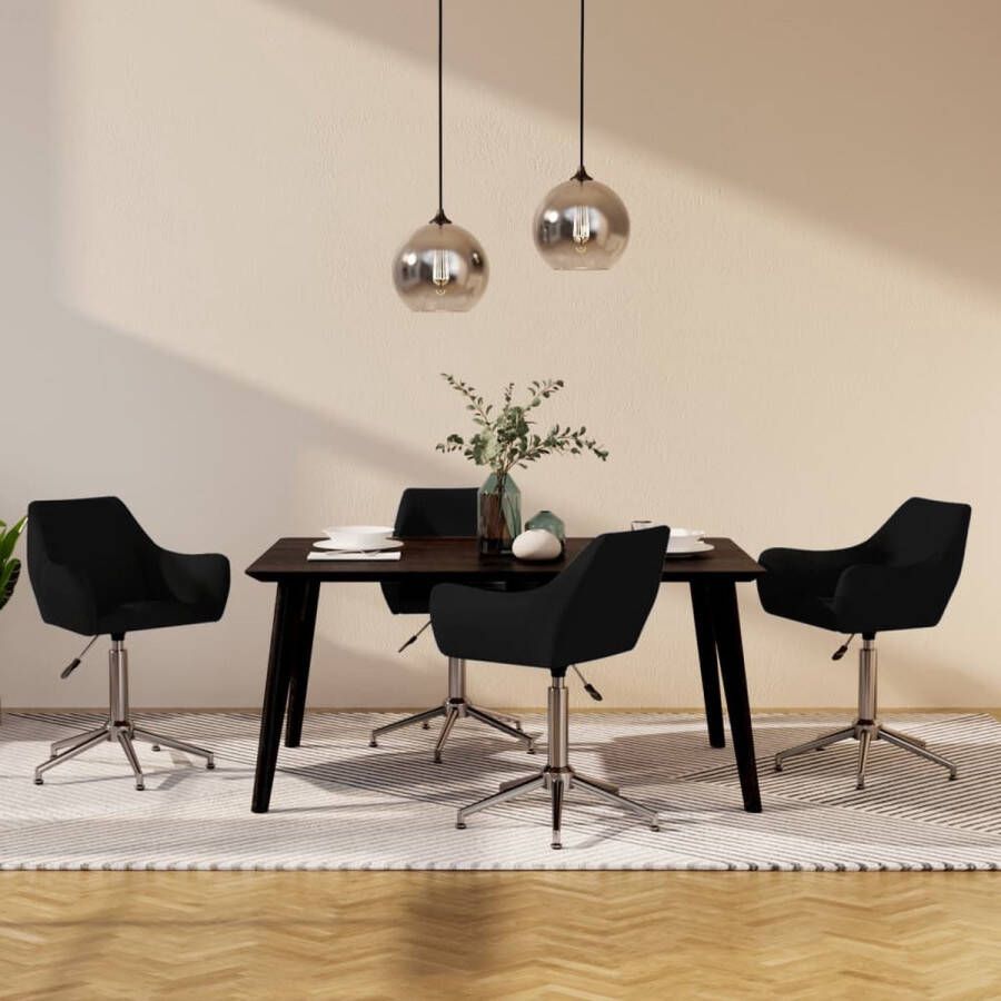 ForYou Prolenta Premium Eetkamerstoelen draaibaar 4 st stof zwart - Foto 1