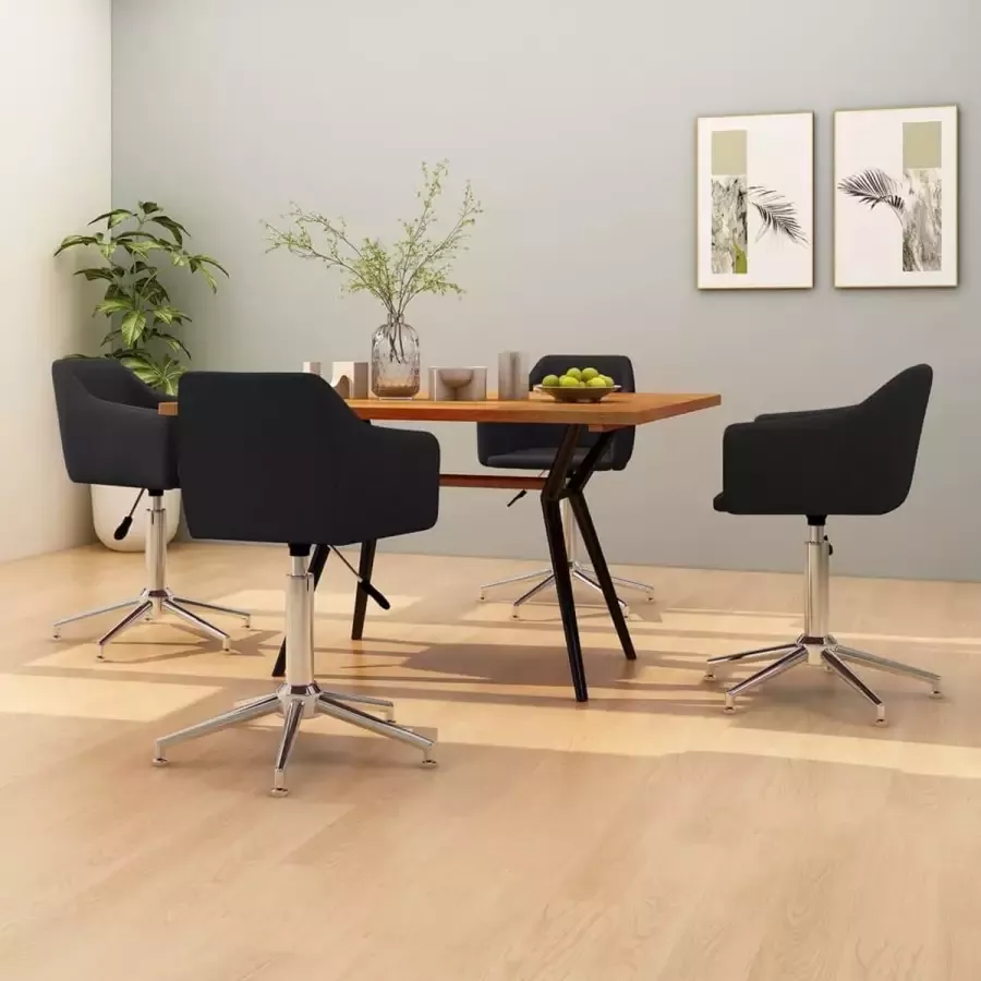 ForYou Prolenta Premium Eetkamerstoelen draaibaar 4 st stof zwart - Foto 4