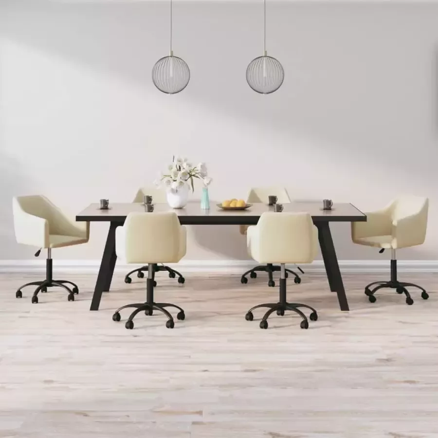 ForYou Prolenta Premium Eetkamerstoelen draaibaar 6 st fluweel crèmekleurig - Foto 2