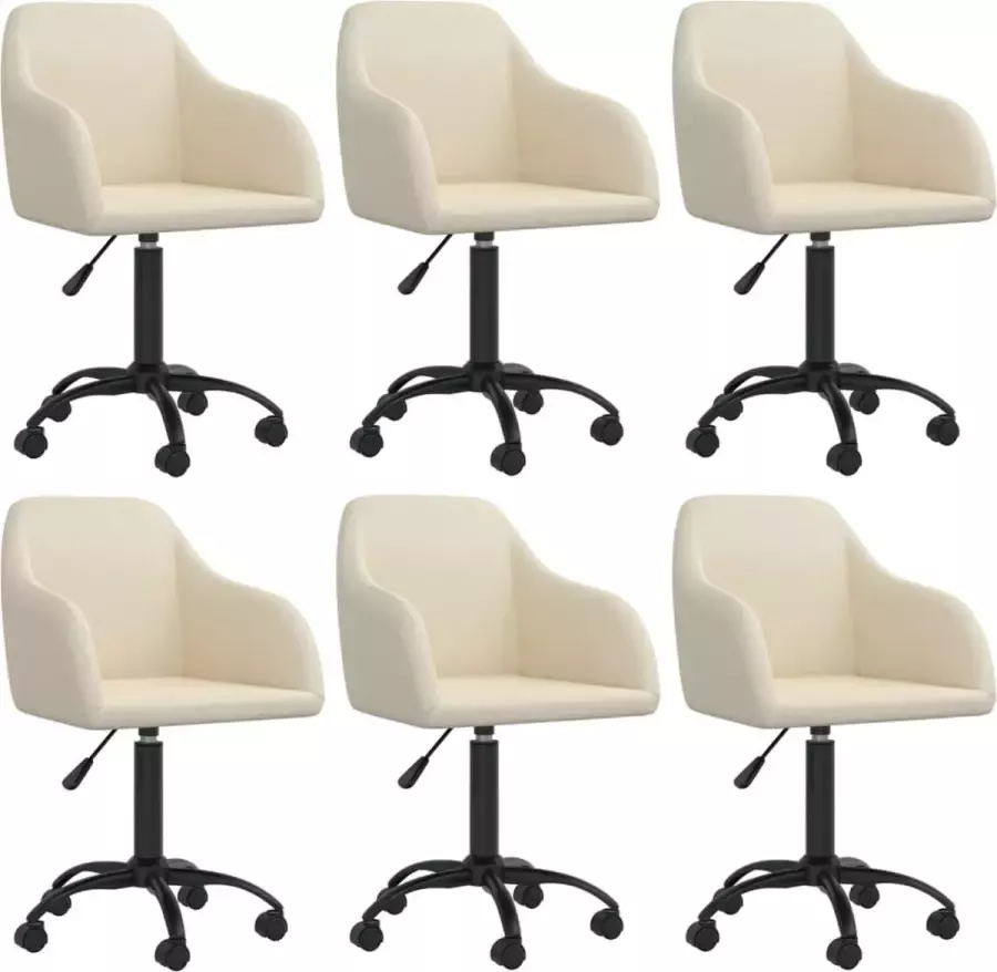 ForYou Prolenta Premium Eetkamerstoelen draaibaar 6 st fluweel crèmekleurig - Foto 4
