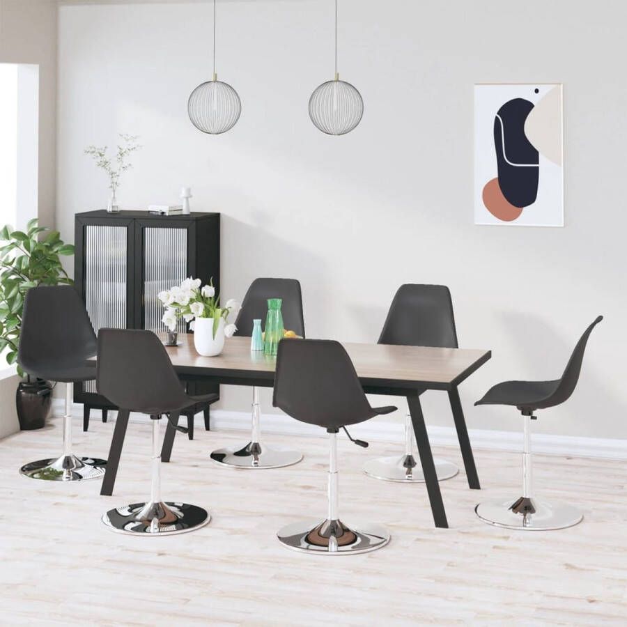 Prolenta Premium Eetkamerstoelen draaibaar 6 st polypropeen grijs
