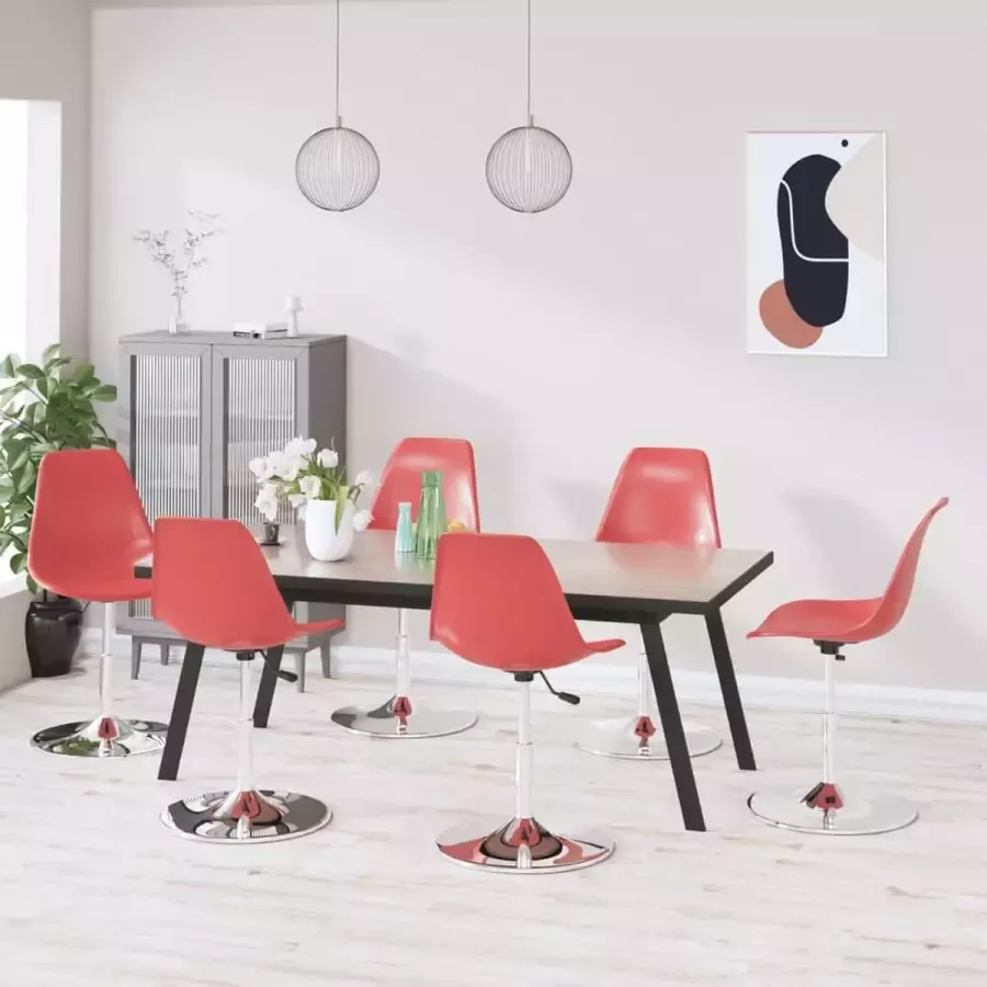 Prolenta Premium Eetkamerstoelen draaibaar 6 st polypropeen rood