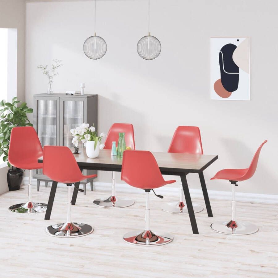 Prolenta Premium Eetkamerstoelen draaibaar 6 st polypropeen rood