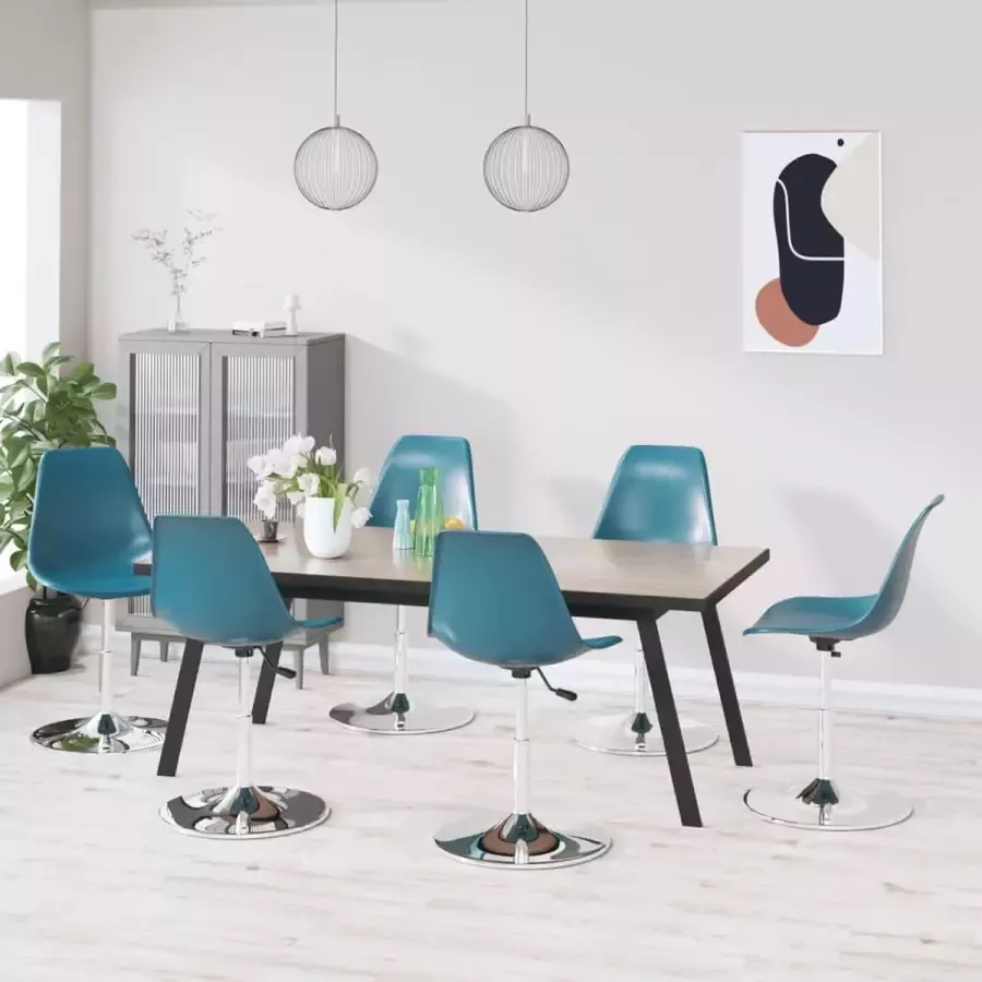Prolenta Premium Eetkamerstoelen draaibaar 6 st polypropeen turquoise