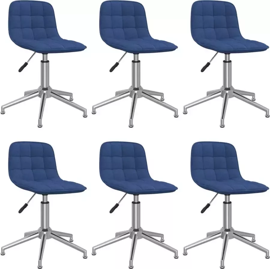 ForYou Prolenta Premium Eetkamerstoelen draaibaar 6 st stof blauw - Foto 8