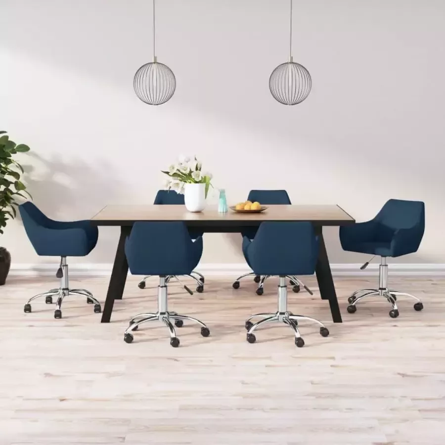 ForYou Prolenta Premium Eetkamerstoelen draaibaar 6 st stof blauw