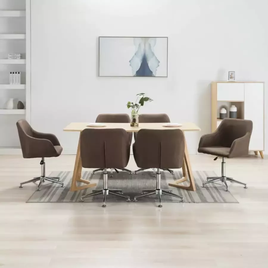 ForYou Prolenta Premium Eetkamerstoelen draaibaar 6 st stof bruin - Foto 4