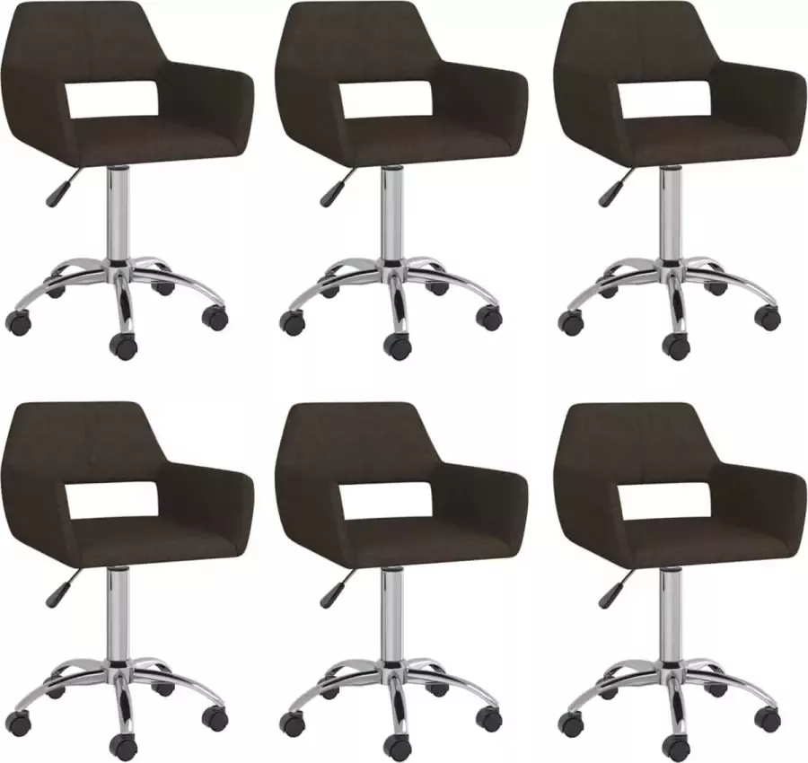 ForYou Prolenta Premium Eetkamerstoelen draaibaar 6 st stof donkerbruin - Foto 4