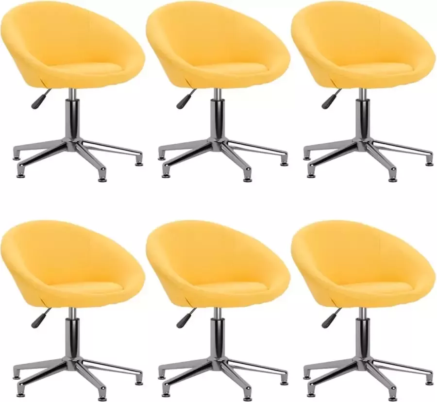 ForYou Prolenta Premium Eetkamerstoelen draaibaar 6 st stof geel - Foto 5