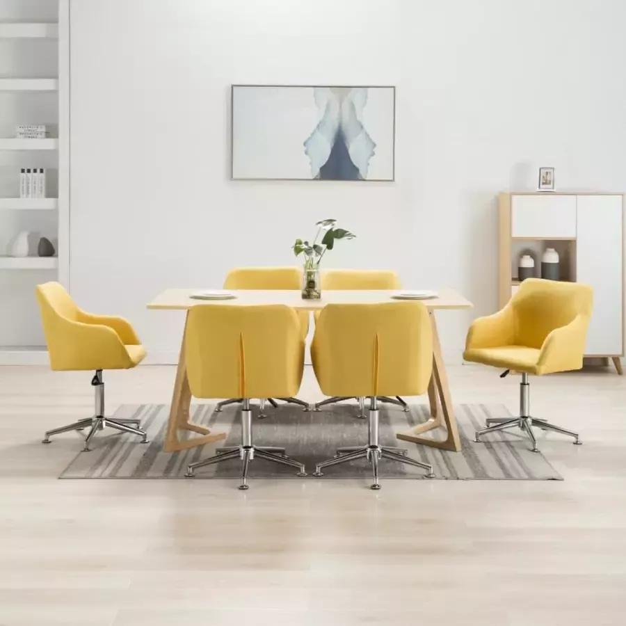 ForYou Prolenta Premium Eetkamerstoelen draaibaar 6 st stof geel - Foto 2