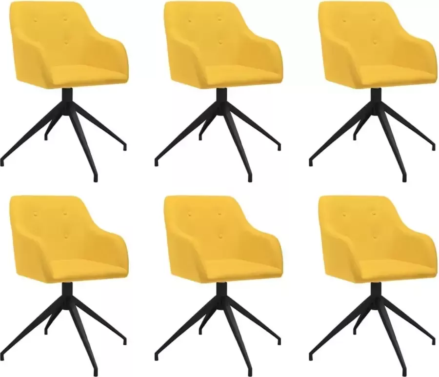 ForYou Prolenta Premium Eetkamerstoelen draaibaar 6 st stof geel - Foto 8