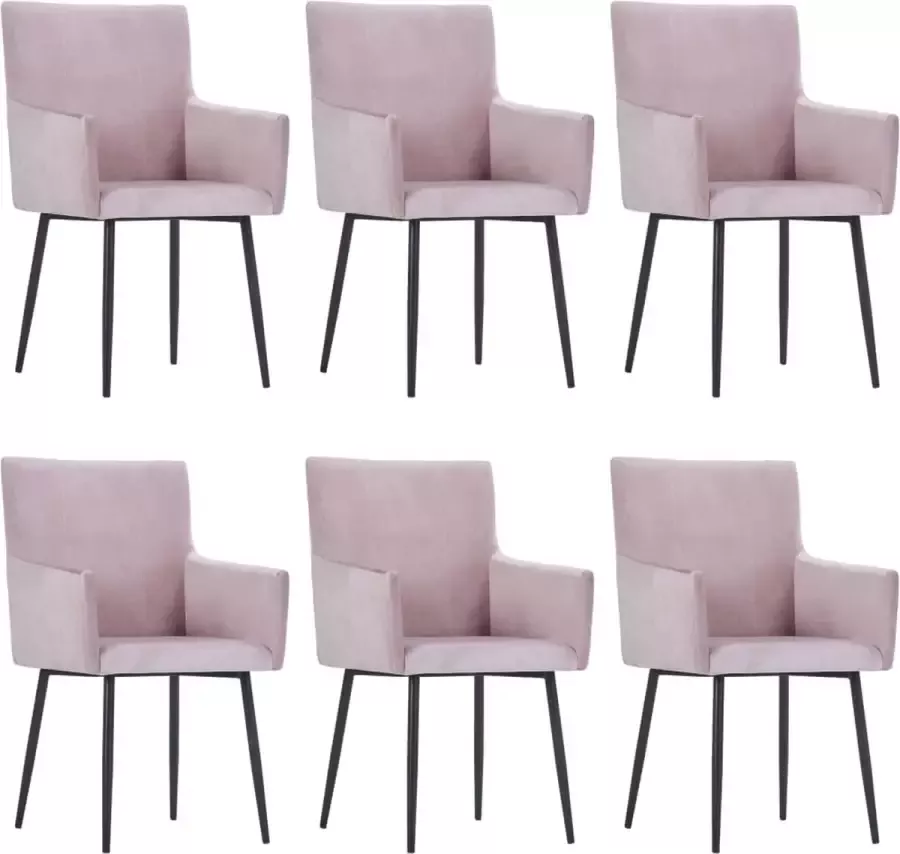 Prolenta Premium Eetkamerstoelen met armleuningen 6 st fluweel roze