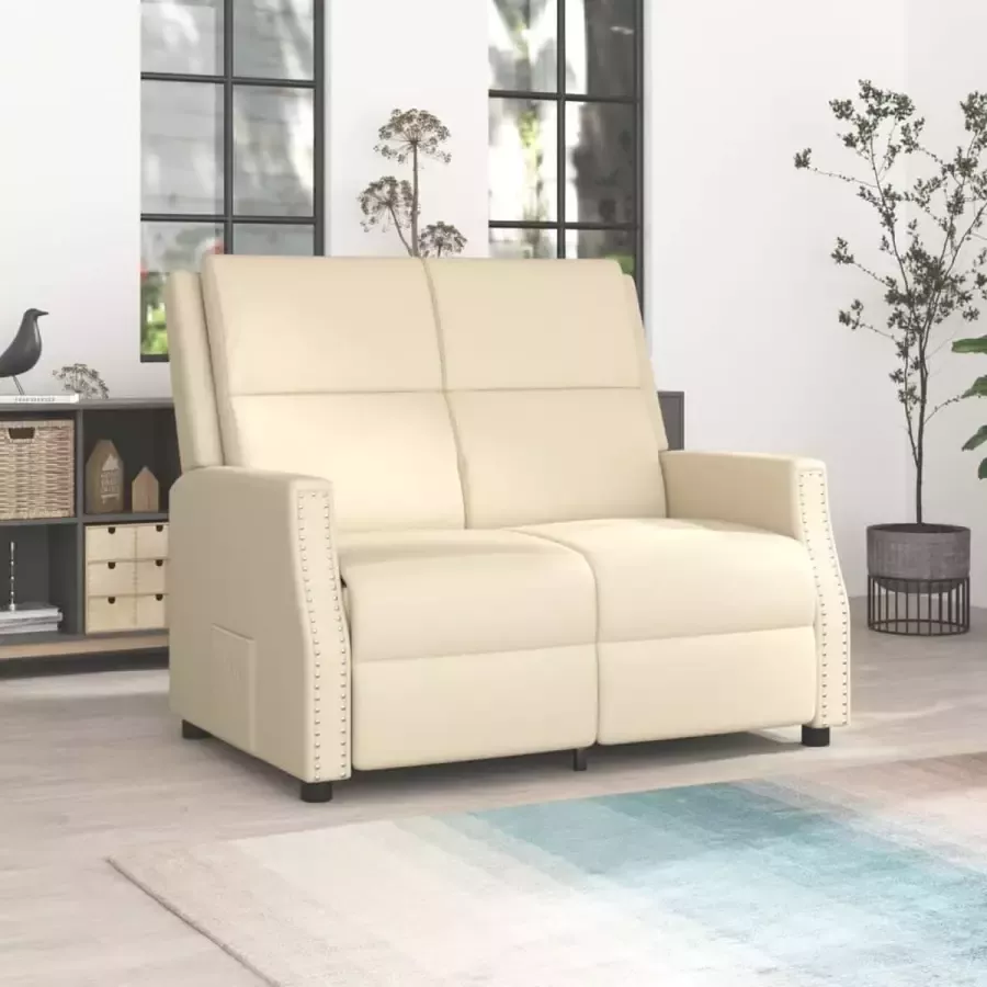 Prolenta Premium Fauteuil 2-zits verstelbaar kunstleer crèmekleurig- Fauteuil Fauteuils met armleuning Hoes stretch Relax Design