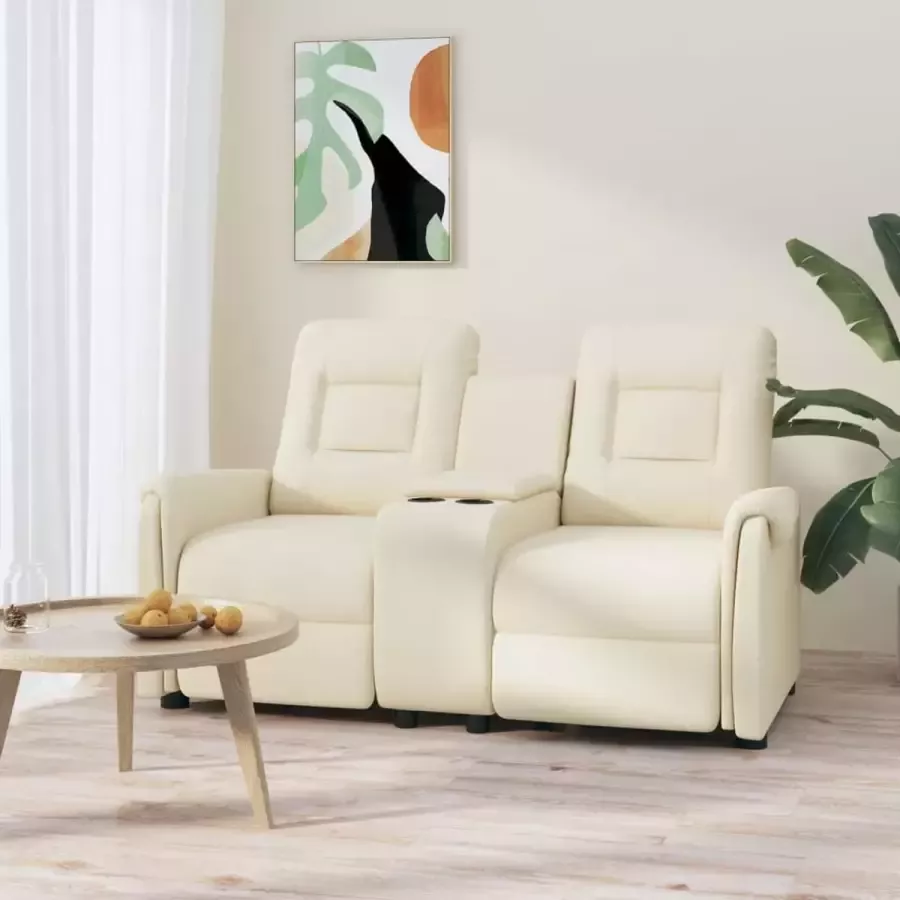 Prolenta Premium Fauteuil 2-zits verstelbaar met bekerhouder kunstleer crème