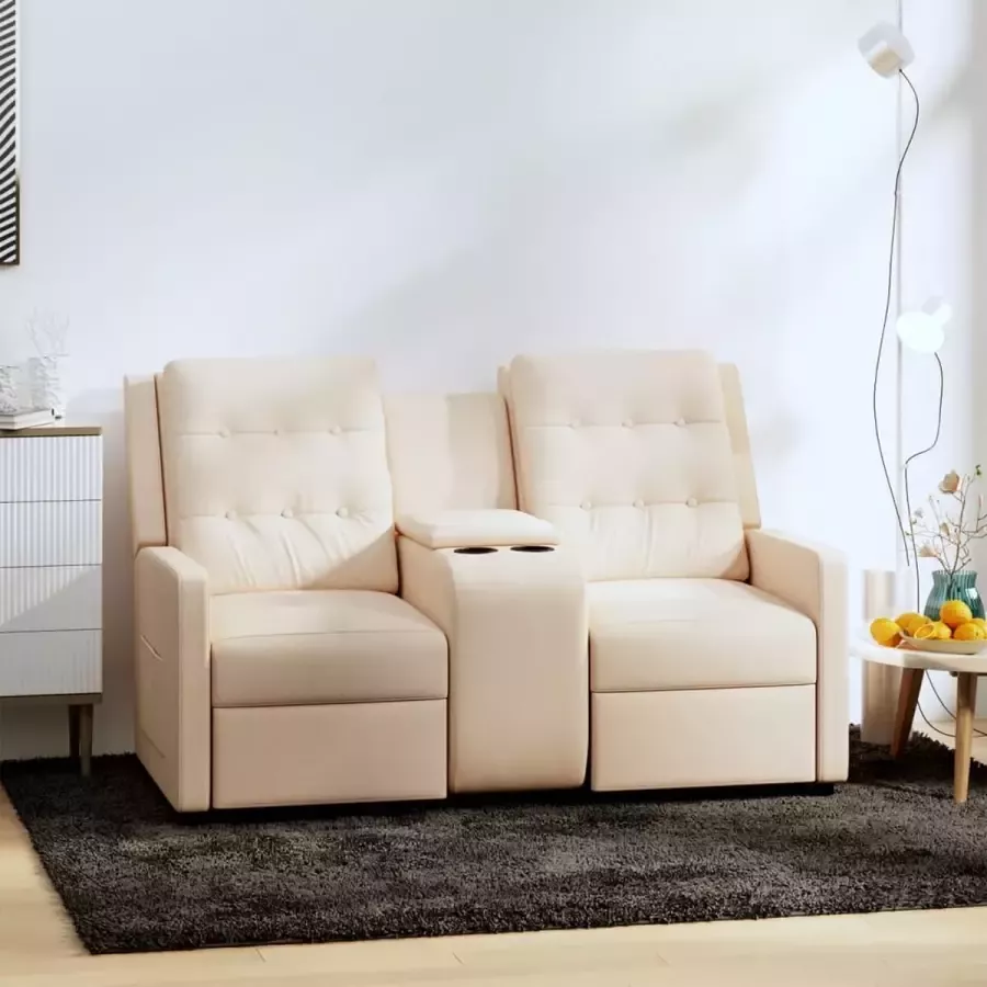Prolenta Premium Fauteuil 2-zits verstelbaar met bekerhouder stof crèmekleurig