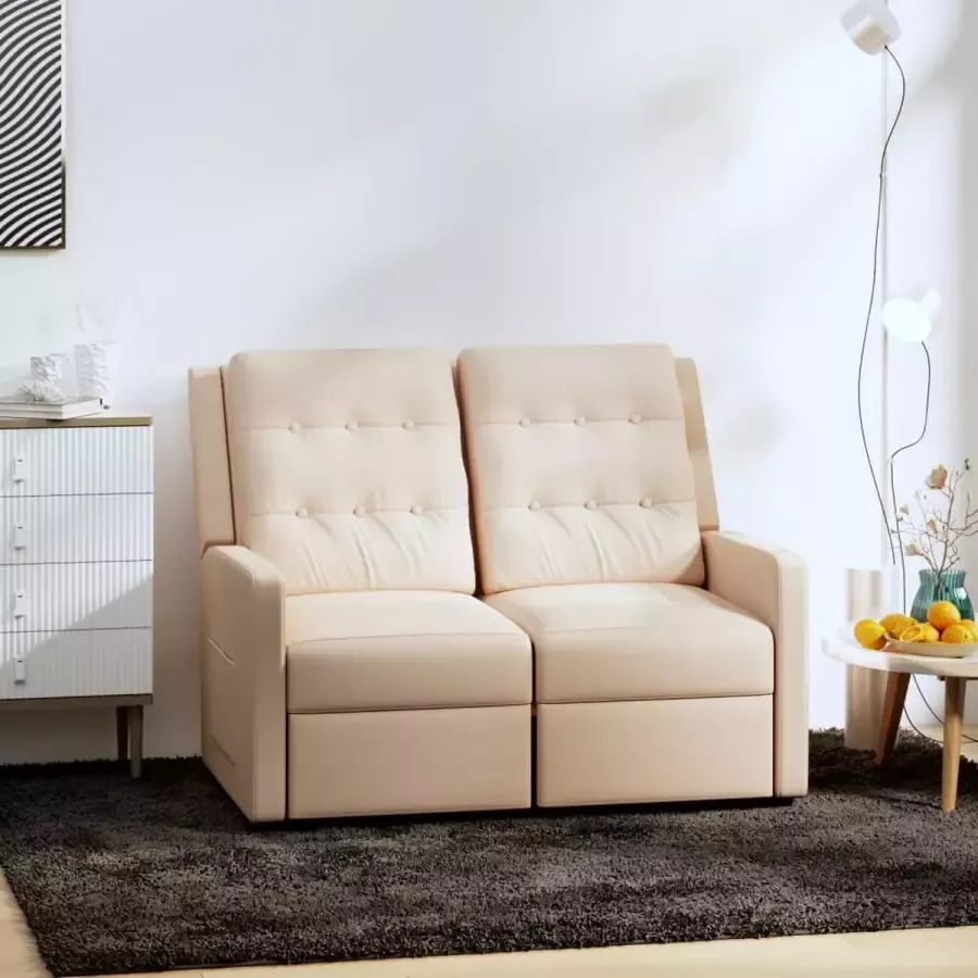 Prolenta Premium Fauteuil 2-zits verstelbaar stof crèmekleurig- Fauteuil Fauteuils met armleuning Hoes stretch Relax Design - Foto 2