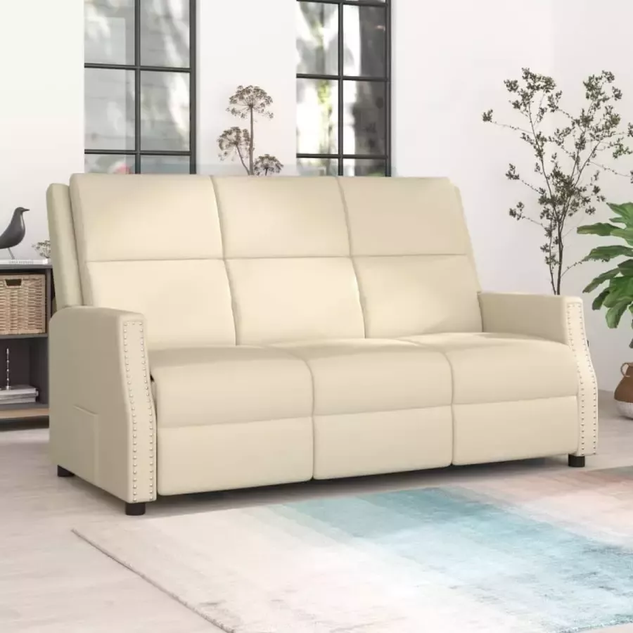 Prolenta Premium Fauteuil 3-zits verstelbaar kunstleer crèmekleurig- Fauteuil Fauteuils met armleuning Hoes stretch Relax Design