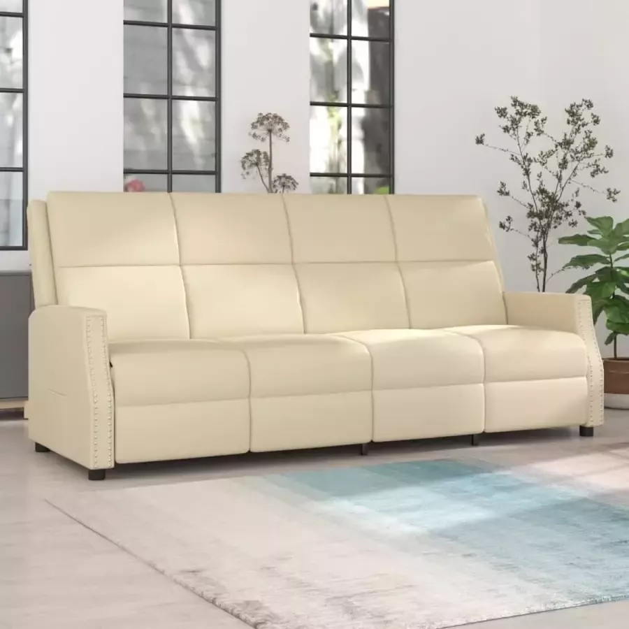 Prolenta Premium Fauteuil 4-zits verstelbaar kunstleer crèmekleurig- Fauteuil Fauteuils met armleuning Hoes stretch Relax Design