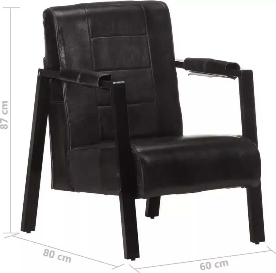 Prolenta Premium Fauteuil 60x80x87 cm echt geitenleer zwart- Fauteuil Fauteuils met armleuning Hoes stretch Relax Design