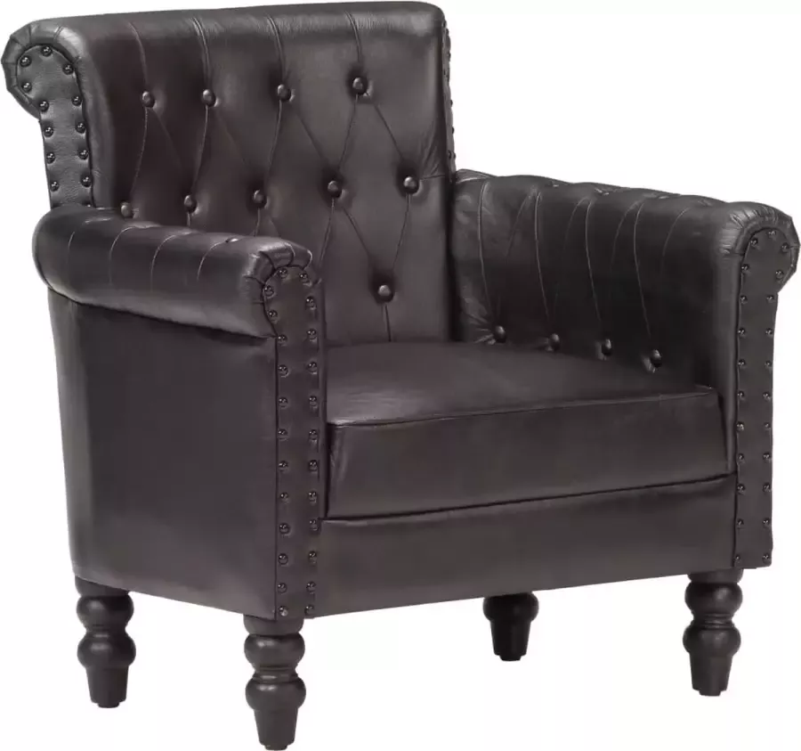 Prolenta Premium Fauteuil echt geitenleer zwart- Fauteuil Fauteuils met armleuning Hoes stretch Relax Design