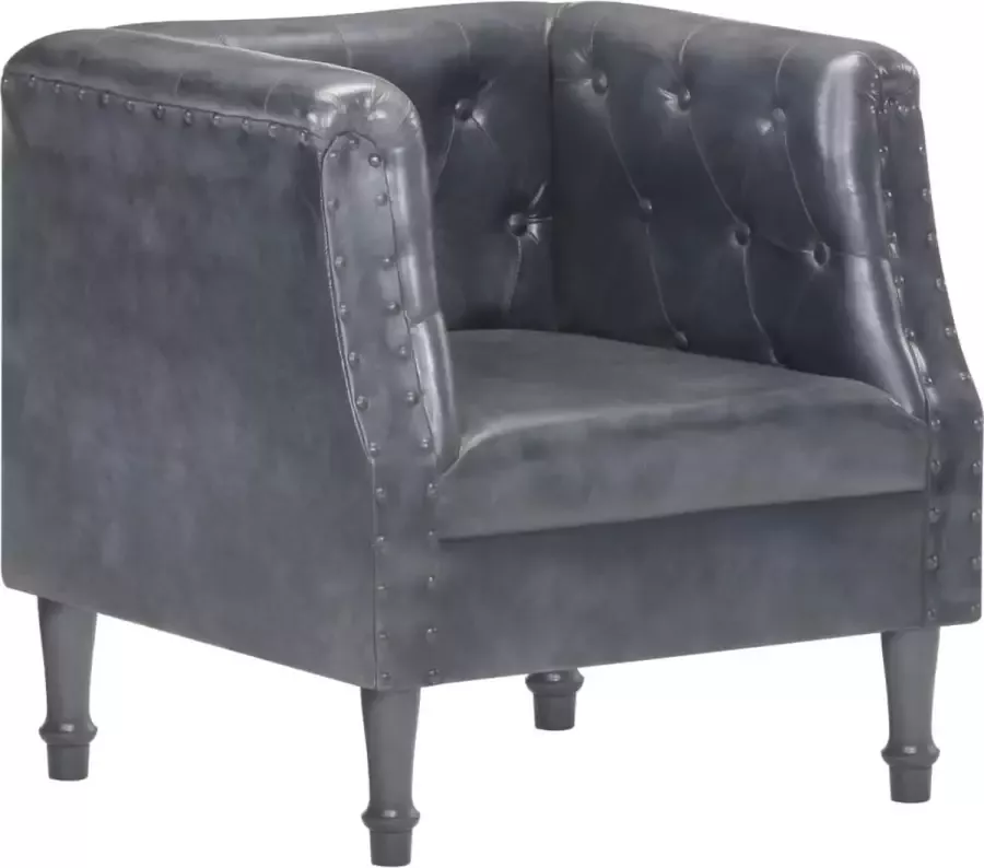 Prolenta Premium Fauteuil echt leer grijs- Fauteuil Fauteuils met armleuning Hoes stretch Relax Design