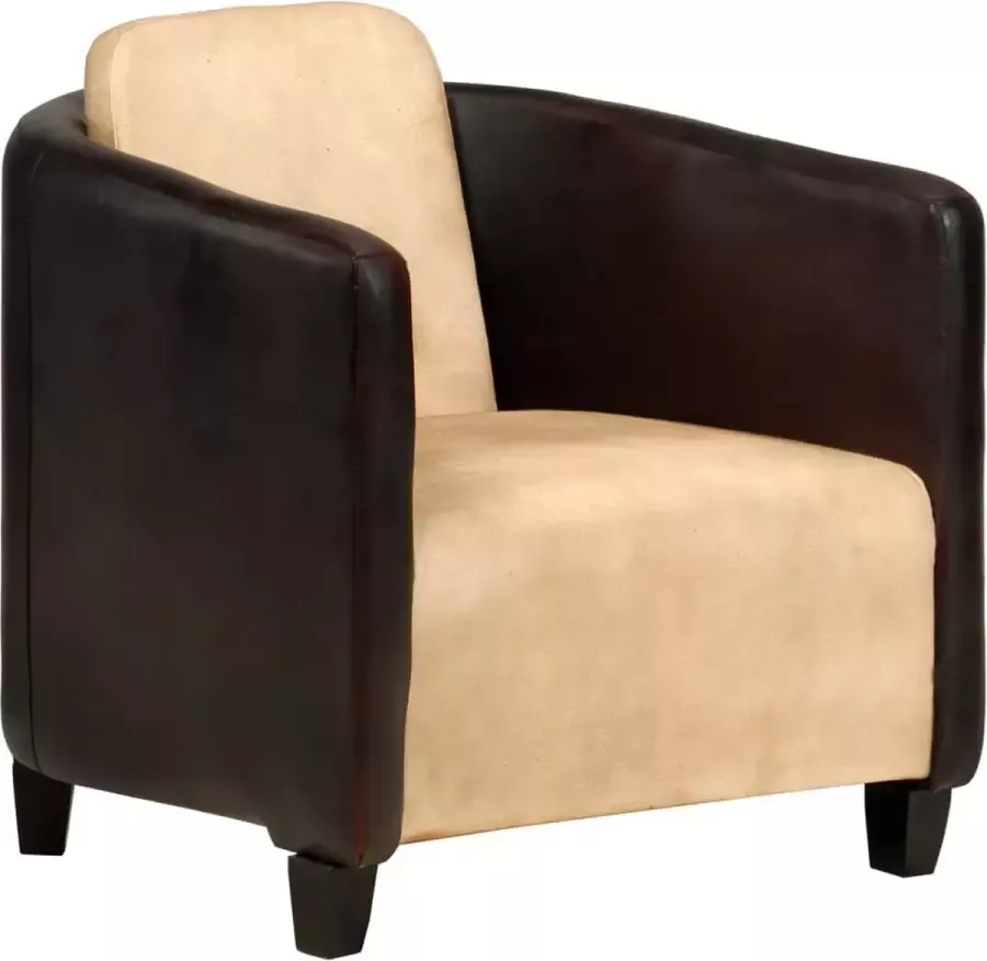 Prolenta Premium Fauteuil echt leer tan en zwart- Fauteuil Fauteuils met armleuning Hoes stretch Relax Design