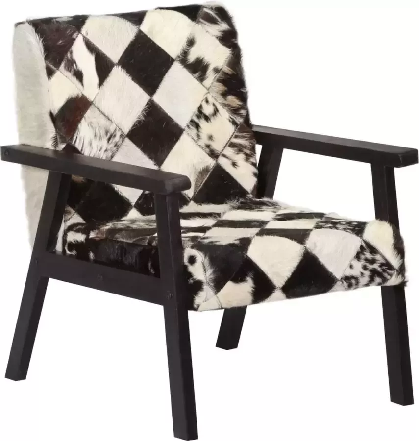 Prolenta Premium Fauteuil echt leer zwart en wit- Fauteuil Fauteuils met armleuning Hoes stretch Relax Design