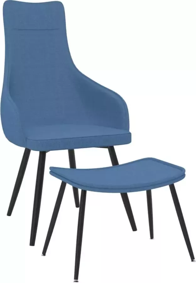 Prolenta Premium Fauteuil met voetenbank stof blauw