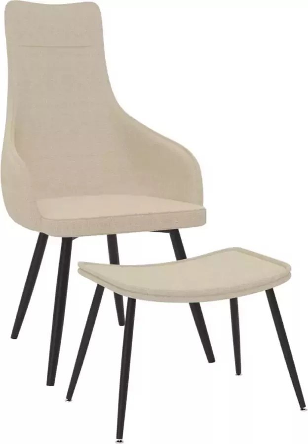 Prolenta Premium Fauteuil met voetenbank stof crèmekleurig