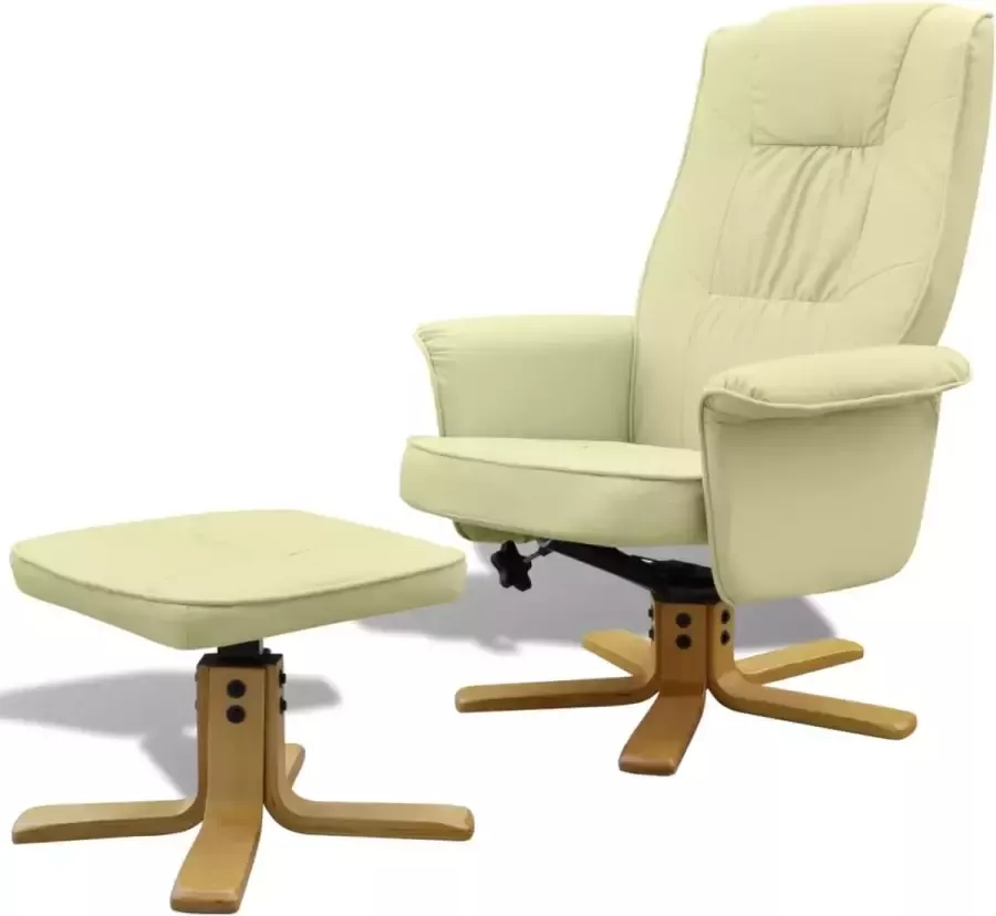 Prolenta Premium Fauteuil met voetenbankje kunstleer crèmewit