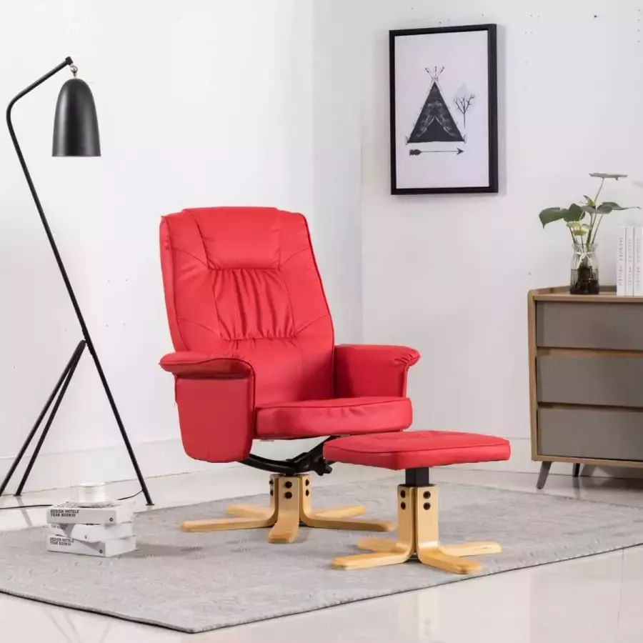 Prolenta Premium Fauteuil met voetenbankje kunstleer rood