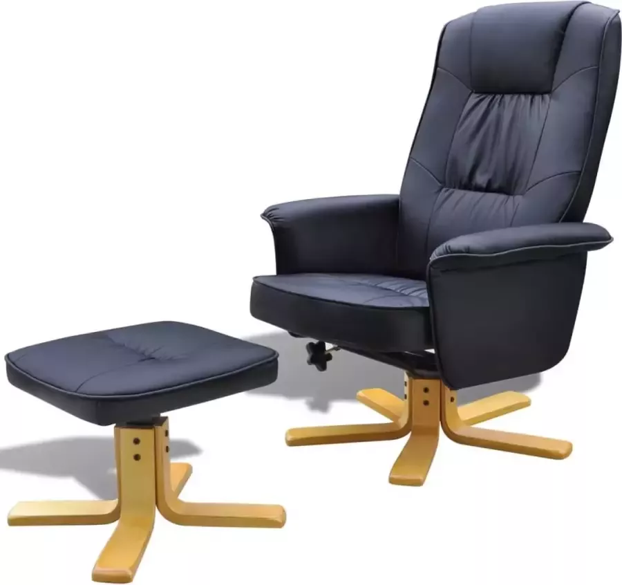 Prolenta Premium Fauteuil met voetenbankje kunstleer zwart