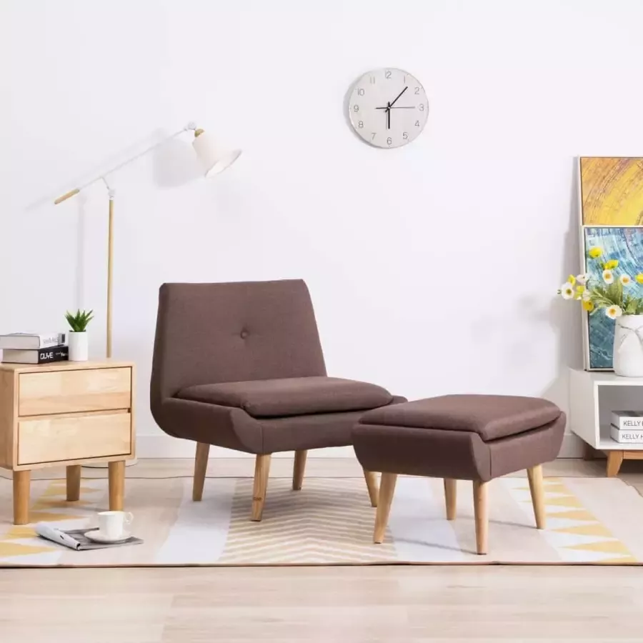 Prolenta Premium Fauteuil met voetenbankje stof bruin