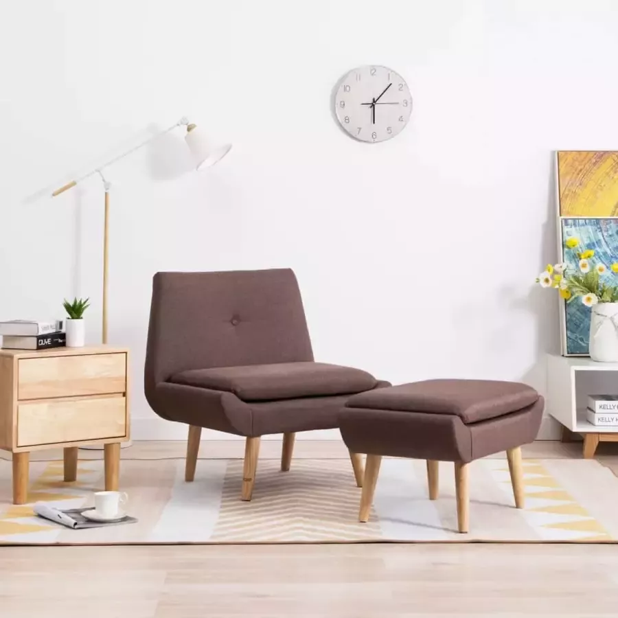 Prolenta Premium Fauteuil met voetenbankje stof bruin- Fauteuil Fauteuils met armleuning Hoes stretch Relax Design - Foto 2