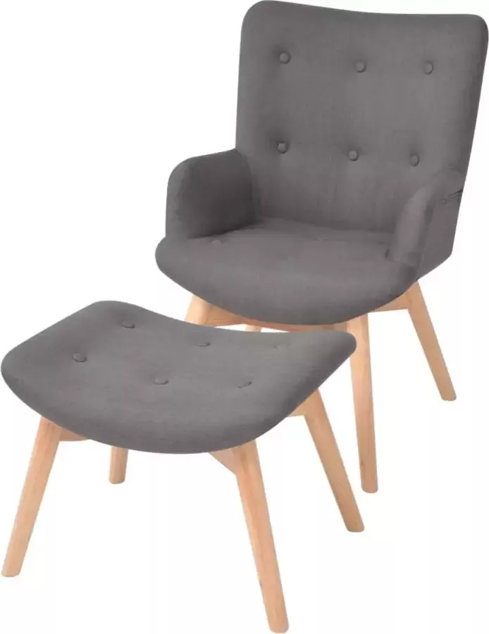 Prolenta Premium Fauteuil met voetenbankje stof grijs