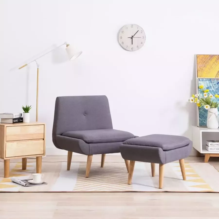 Prolenta Premium Fauteuil met voetenbankje stof grijs- Fauteuil Fauteuils met armleuning Hoes stretch Relax Design