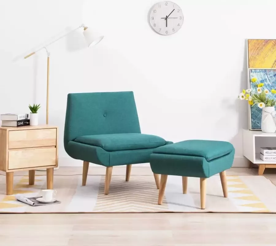 Prolenta Premium Fauteuil met voetenbankje stof groen