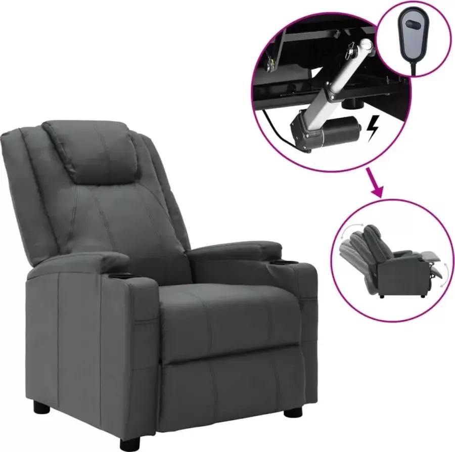 Prolenta Premium Fauteuil verstelbaar elektrisch kunstleer antracietkleurig