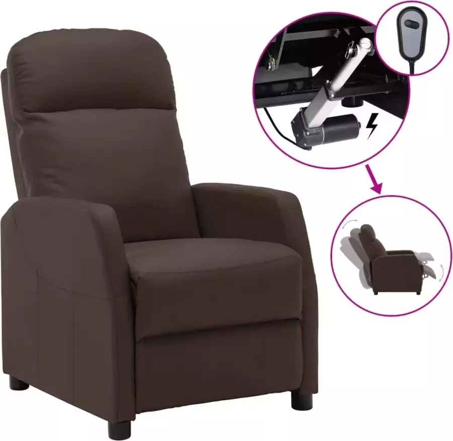 Prolenta Premium Fauteuil verstelbaar elektrisch kunstleer bruin