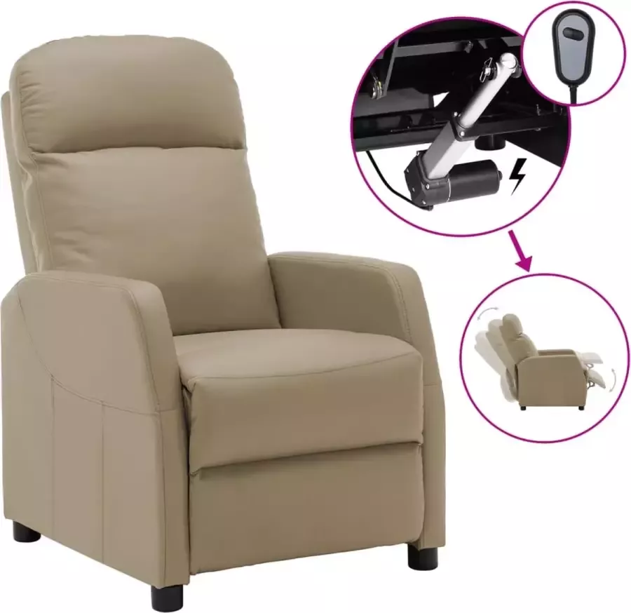 Prolenta Premium Fauteuil verstelbaar elektrisch kunstleer cappuccinokleurig
