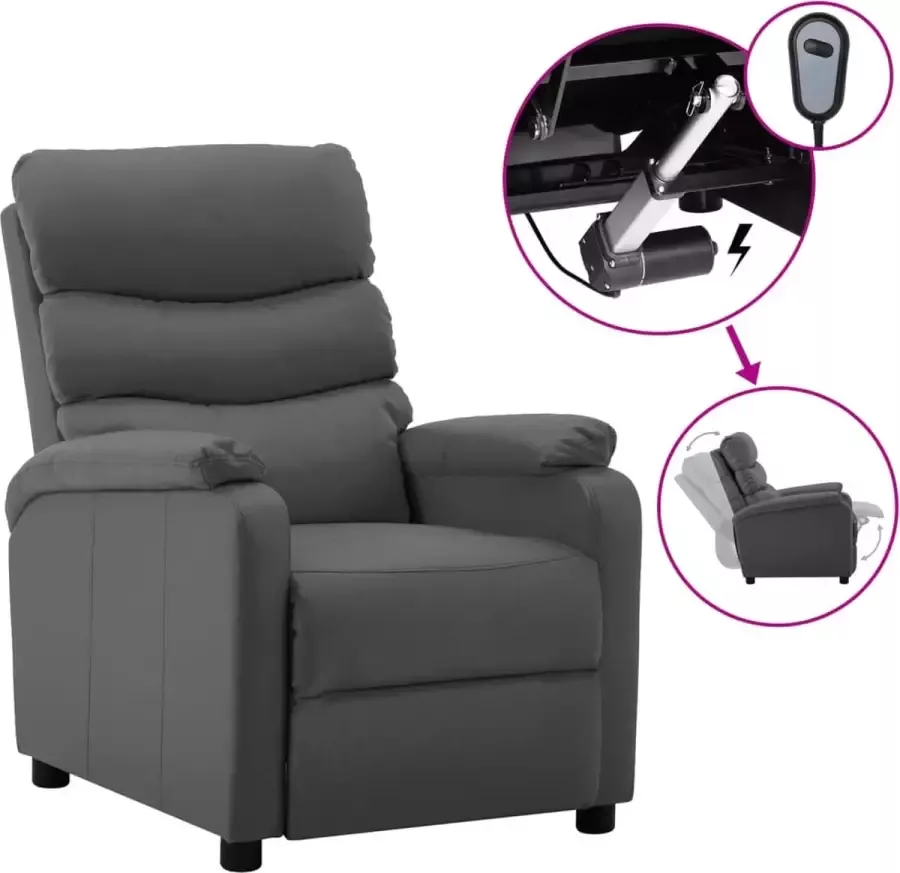 Prolenta Premium Fauteuil verstelbaar elektrisch kunstleer grijs