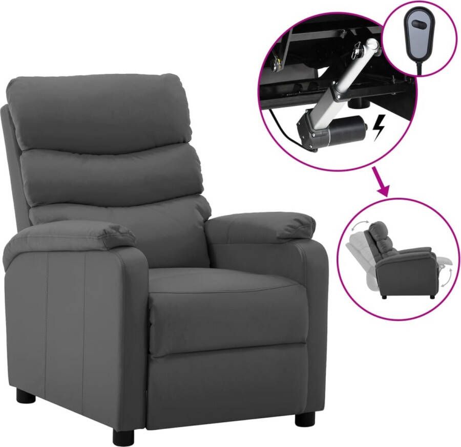 Prolenta Premium Fauteuil verstelbaar elektrisch kunstleer grijs- Fauteuil Fauteuils met armleuning Hoes stretch Relax Design