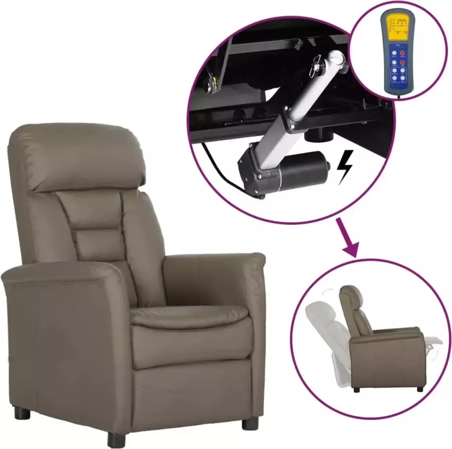 Prolenta Premium Fauteuil verstelbaar elektrisch kunstleer grijs- Fauteuil Fauteuils met armleuning Hoes stretch Relax Design - Foto 2