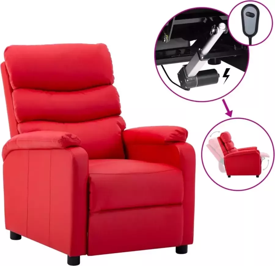 Prolenta Premium Fauteuil verstelbaar elektrisch kunstleer rood