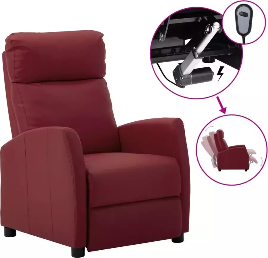 Prolenta Premium Fauteuil verstelbaar elektrisch kunstleer wijnrood
