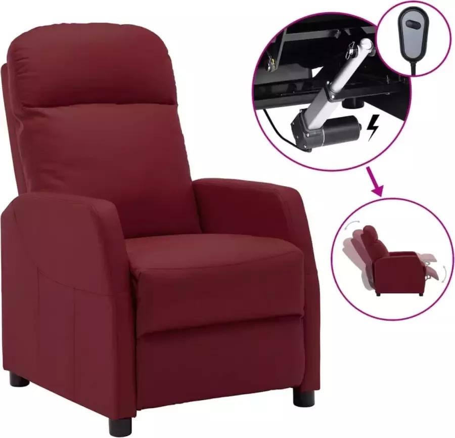 Prolenta Premium Fauteuil verstelbaar elektrisch kunstleer wijnrood