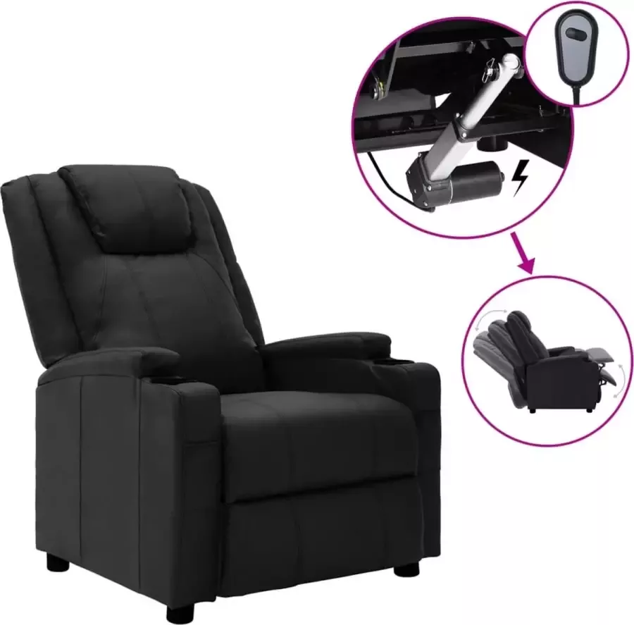 Prolenta Premium Fauteuil verstelbaar elektrisch kunstleer zwart