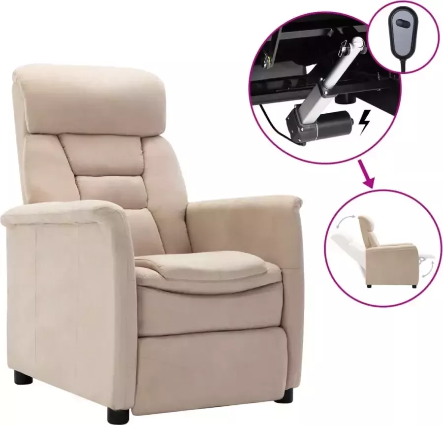 Prolenta Premium Fauteuil verstelbaar elektrisch kunstsuède crèmekleurig- Fauteuil Fauteuils met armleuning Hoes stretch Relax Design