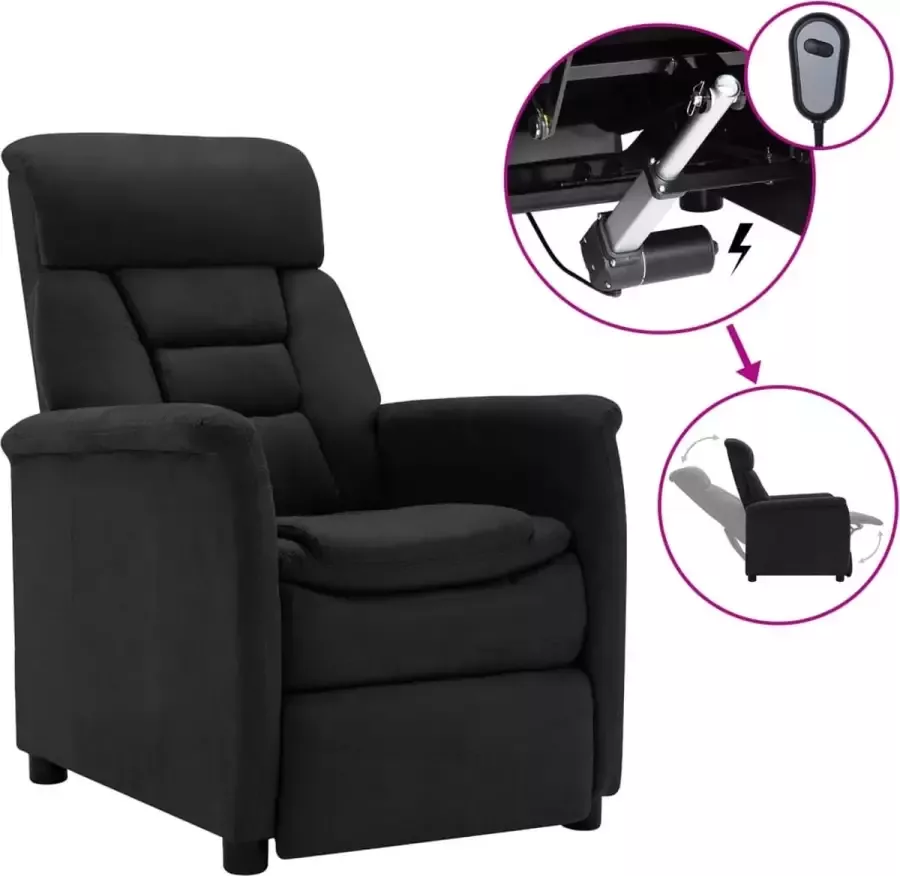 Prolenta Premium Fauteuil verstelbaar elektrisch kunstsuède zwart- Fauteuil Fauteuils met armleuning Hoes stretch Relax Design